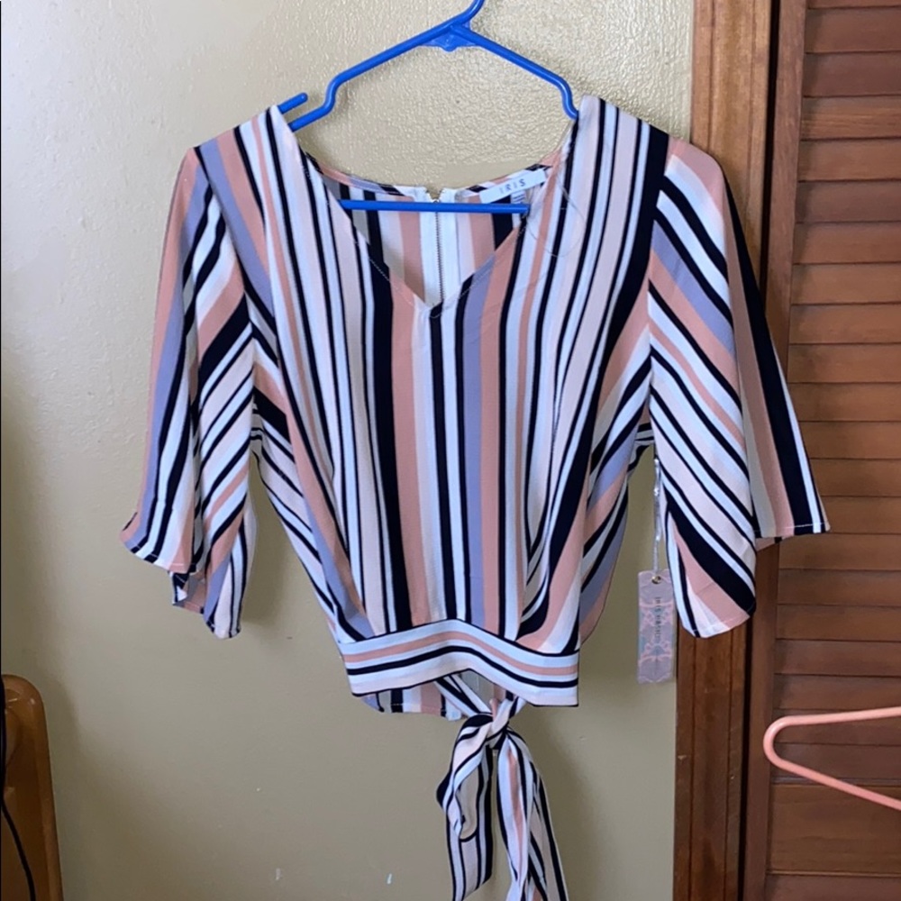back zip up flowy Tee with straps